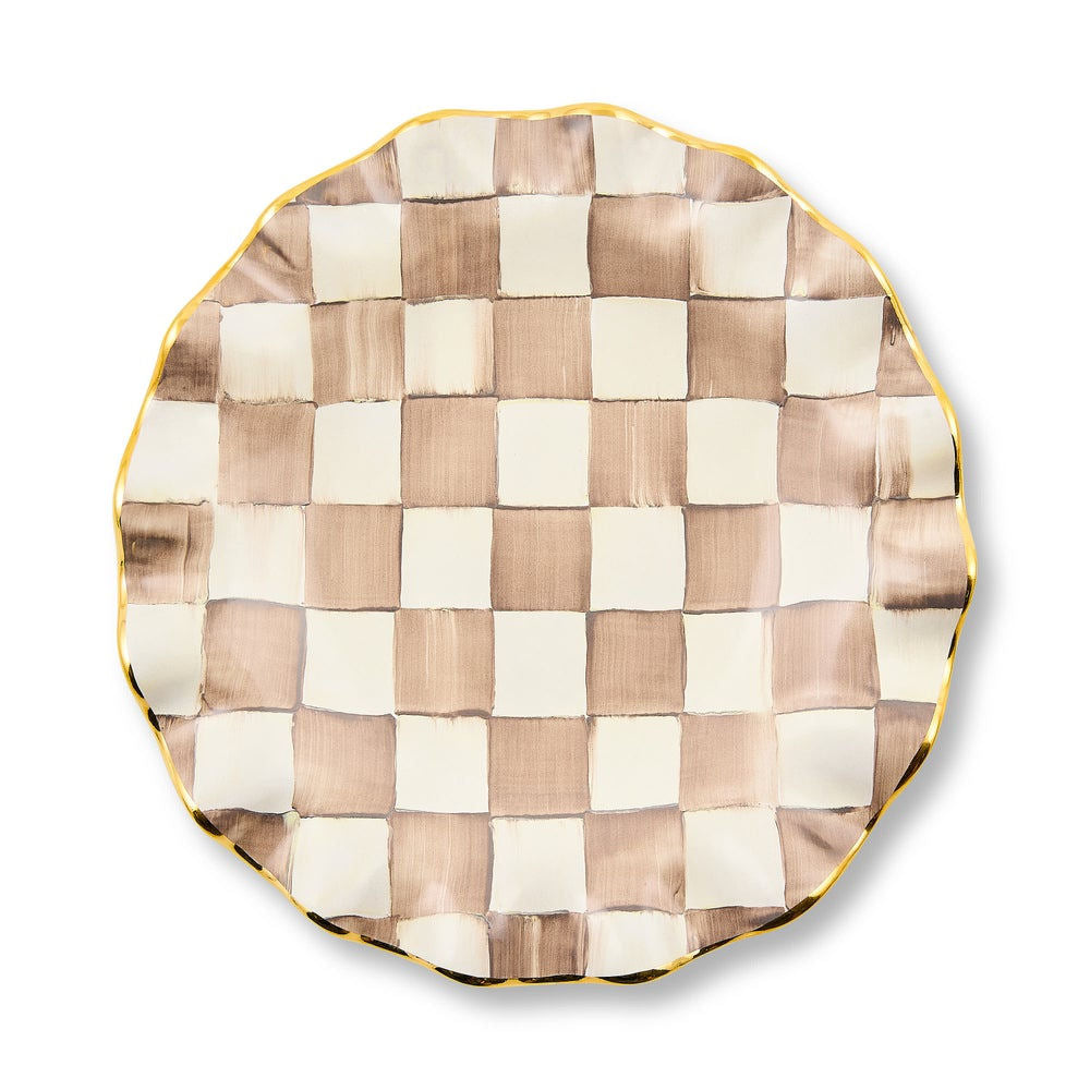 Mocha Check Ceramic Fluted Dessert Plate by MacKenzie-Childs