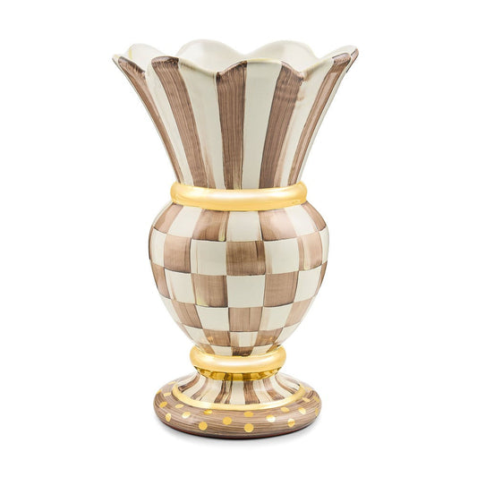 Mocha Check Ceramic Great Vase by MacKenzie-Childs