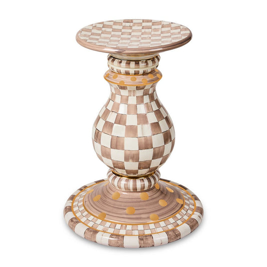 Mocha Check Ceramic Pedestal Table Base by MacKenzie-Childs