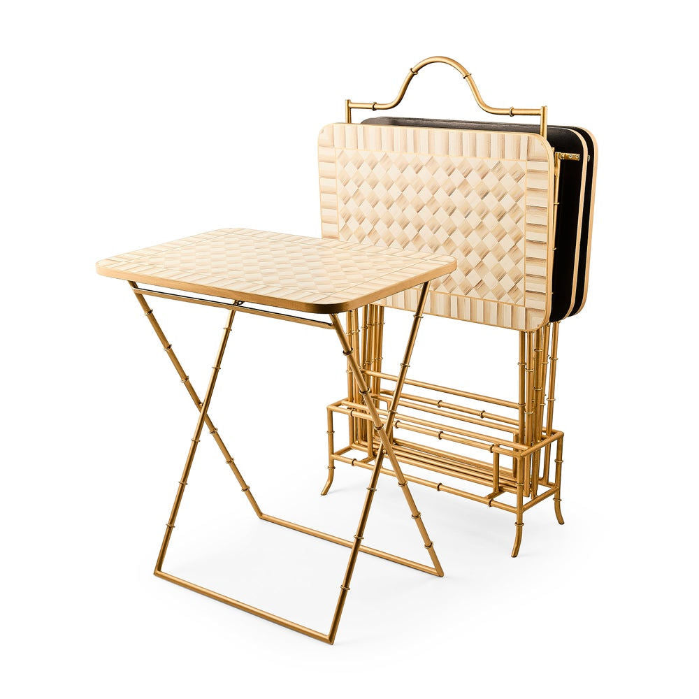 Mocha Check Cocktail Trays, Set of 4 by MacKenzie-Childs