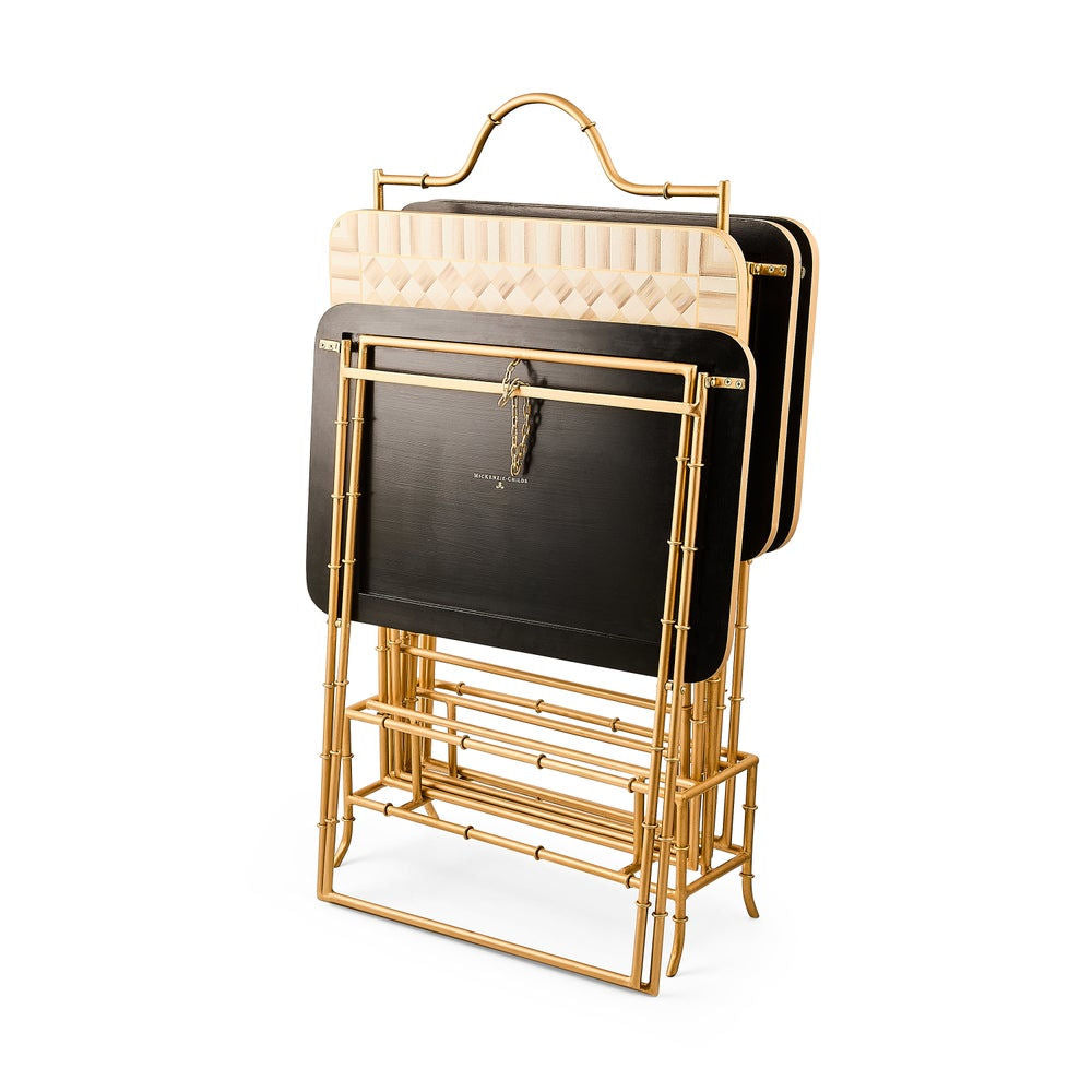 Mocha Check Cocktail Trays, Set of 4 by MacKenzie-Childs