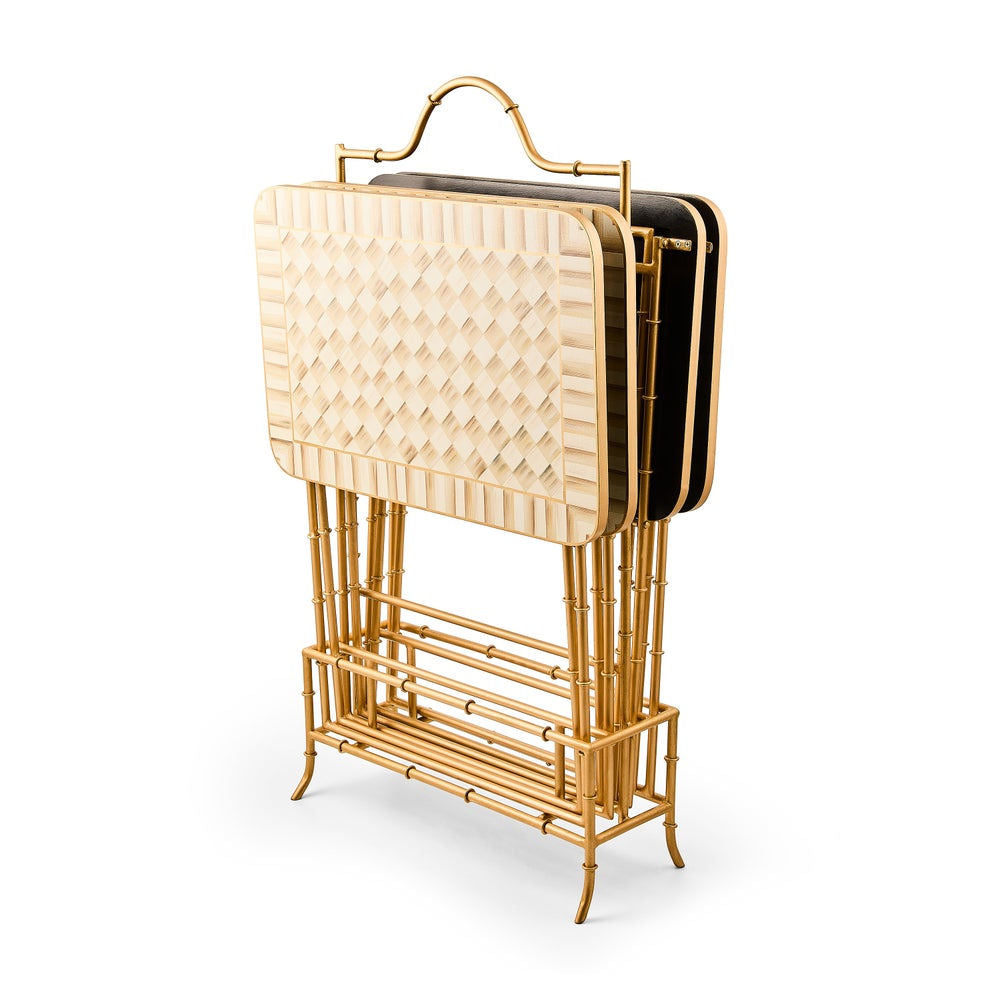 Mocha Check Cocktail Trays, Set of 4 by MacKenzie-Childs