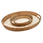 Mocha Check Enamel & Rattan Small Tray Serving Tray