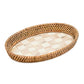 Mocha Check Enamel & Rattan Small Tray Serving Tray