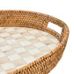 MacKenzie-Childs Mocha Check Enamel & Rattan Party Tray
