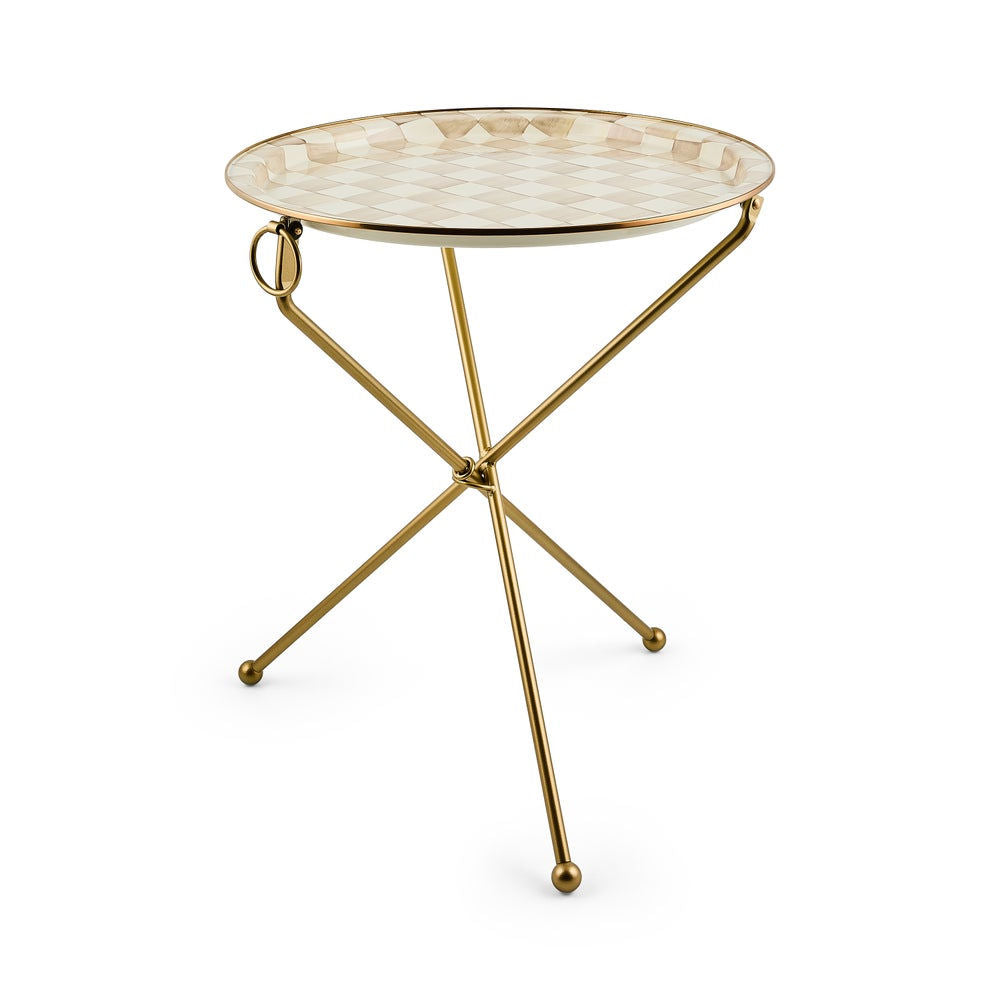 Mocha Check Enamel Tilt Accent Table