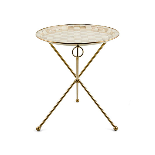 Mocha Check Enamel Tilt Accent Table