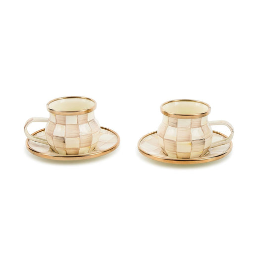 Mocha Check Espresso Cup & Saucer Set by MacKenzie-Childs