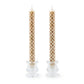Mocha Check Flameless Dinner Candles, Set of 2