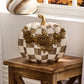 Mocha Check Floral Garland Pumpkin by MacKenzie-Childs