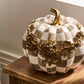 Mocha Check Floral Garland Pumpkin by MacKenzie-Childs