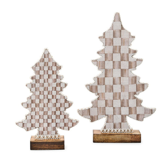 Mocha Check Forest Trees, Set of 2