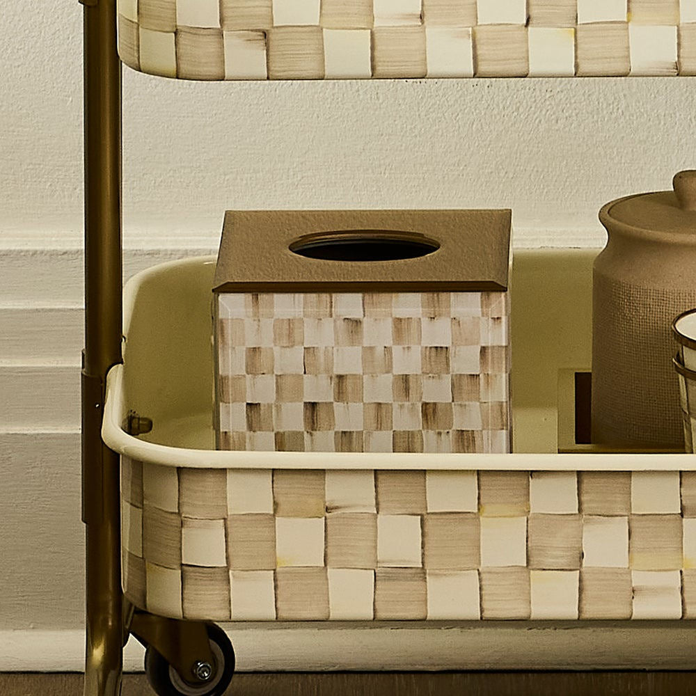 Mocha Check Glass Boutique Tissue Box Cover by MacKenzie-Childs