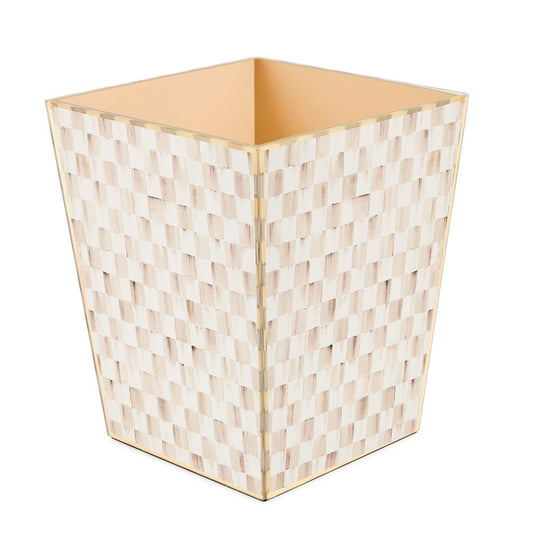 Mocha Check Glass Waste Bin