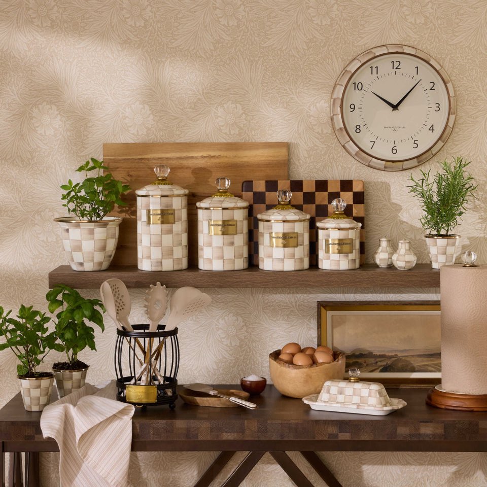 Mocha Check Herb Pots, Set of 3 - |VESIMI Design|