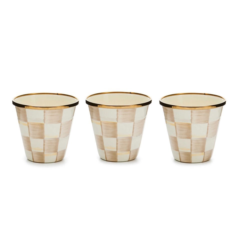 Mocha Check Herb Pots, Set of 3 - |VESIMI Design|