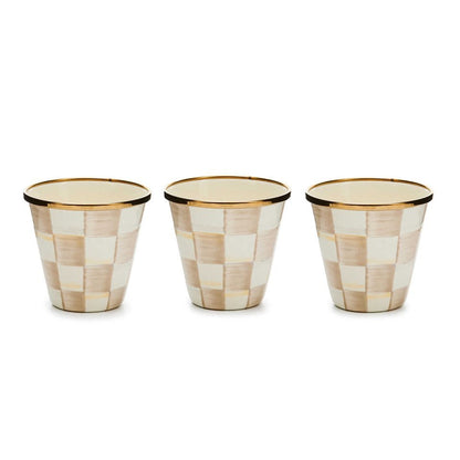 Mocha Check Herb Pots, Set of 3 - |VESIMI Design|