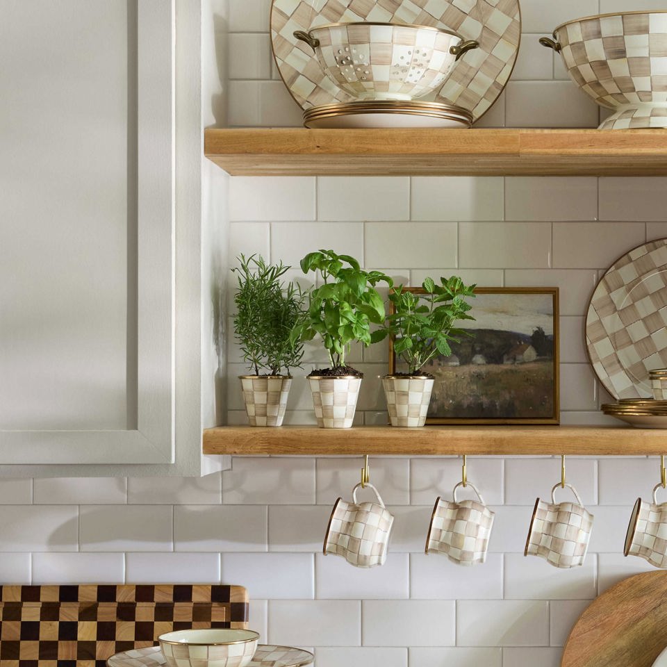 Mocha Check Herb Pots, Set of 3 - |VESIMI Design|