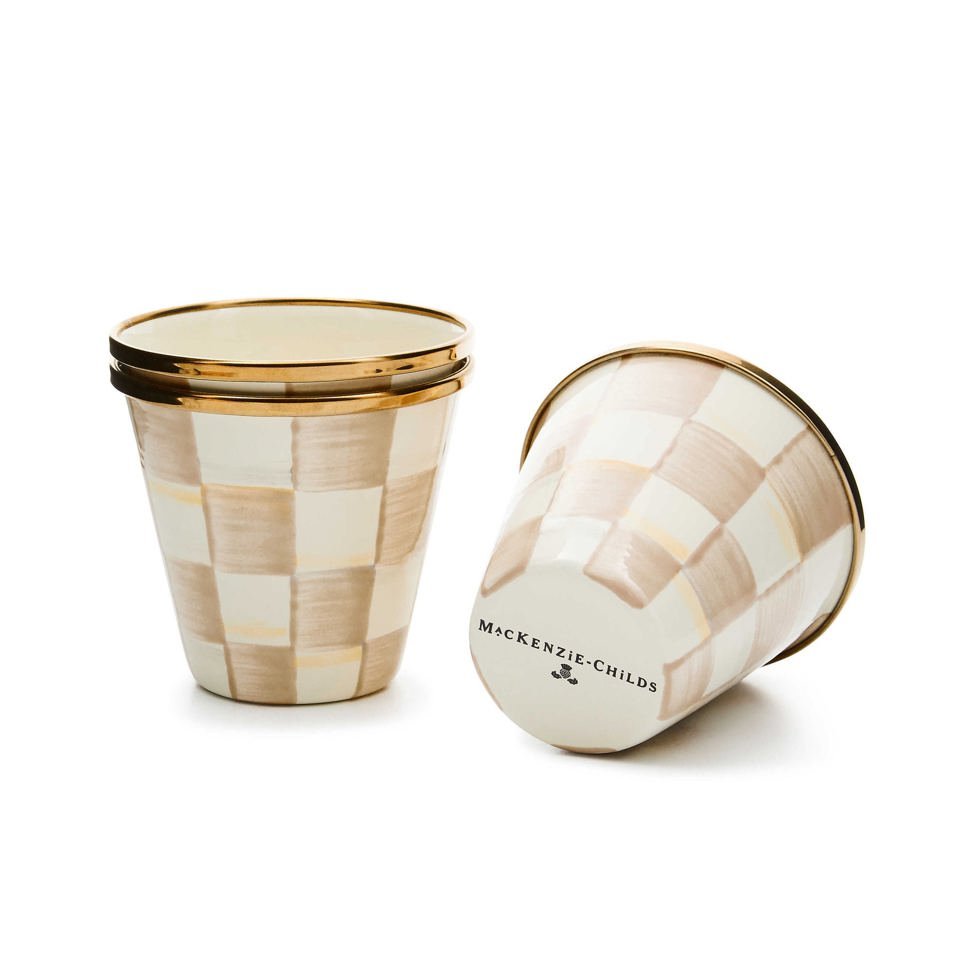 Mocha Check Herb Pots, Set of 3 - |VESIMI Design|