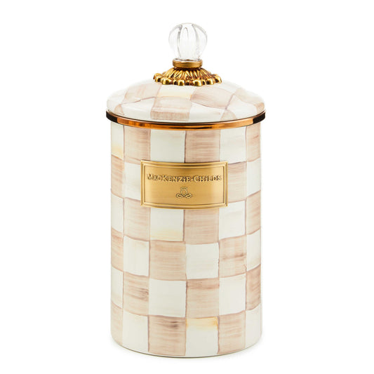 Mocha Check Large Canister by MacKenzie - Childs - |VESIMI Design| Luxury Bathrooms and Home Decor