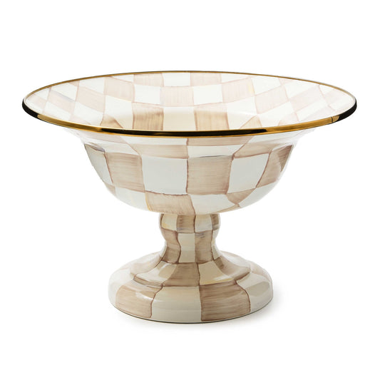 Mocha Check Large Compote by MacKenzie - Childs - |VESIMI Design| Luxury Bathrooms and Home Decor