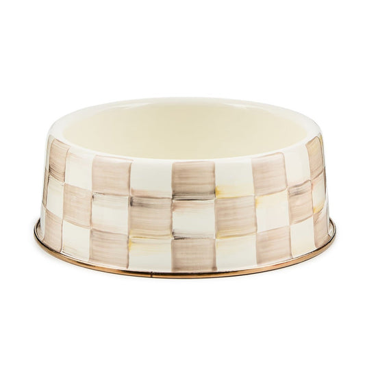 Mocha Check Large Pet Dish