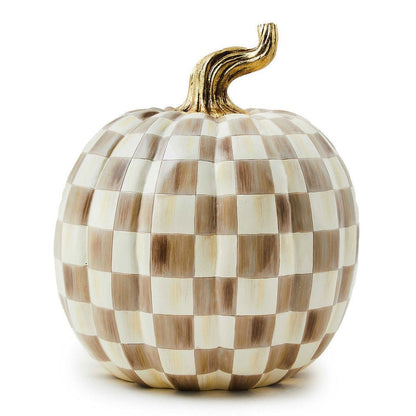 Mocha Check Large Pumpkin - MacKenzie - Childs Halloween Decoration - |VESIMI Design| Luxury Bathrooms and Home Decor