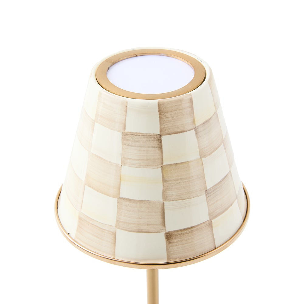 Mocha Check LED Rechargeable Cafe Table Lamp by Mackenzie-Childs