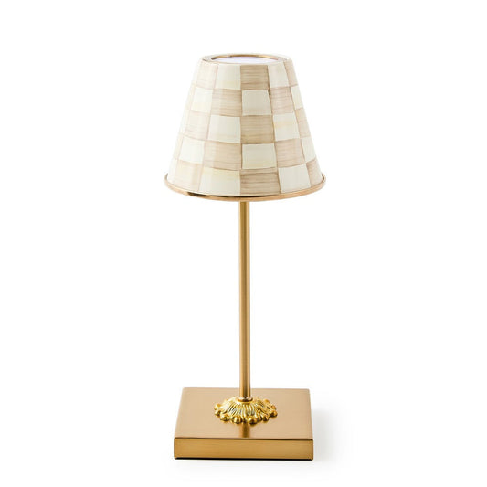 Mocha Check LED Rechargeable Cafe Table Lamp by Mackenzie-Childs