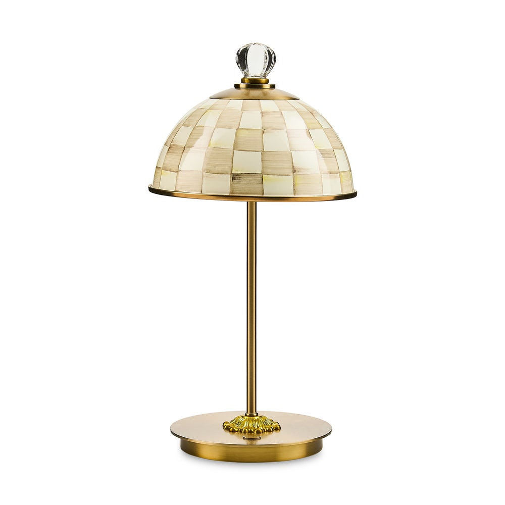 Mocha Check LED Rechargeable Dome Table Lamp by MacKenzie-Childs