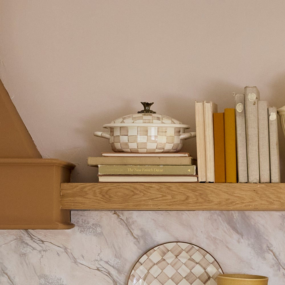 Mocha Check Medium Casserbole by MacKenzie - Childs - |VESIMI Design|