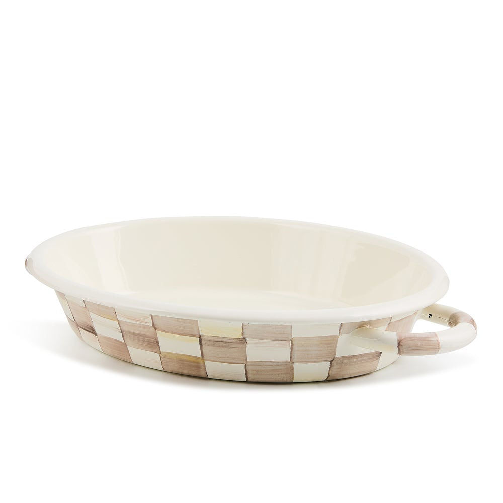 Mocha Check Medium Oval Gratin Dish MacKenzie-Childs