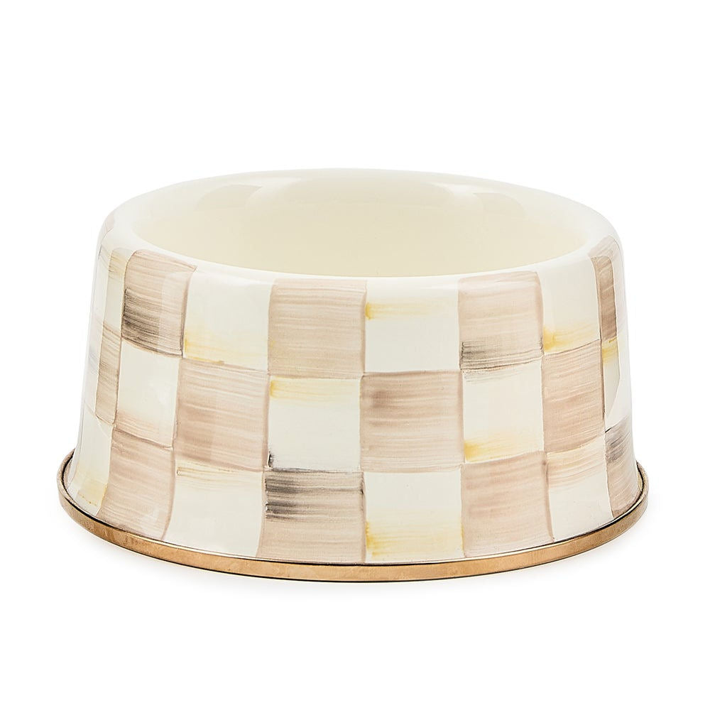 MacKenzie-Childs Mocha Check Medium Pet Dish