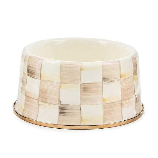 MacKenzie-Childs Mocha Check Medium Pet Dish