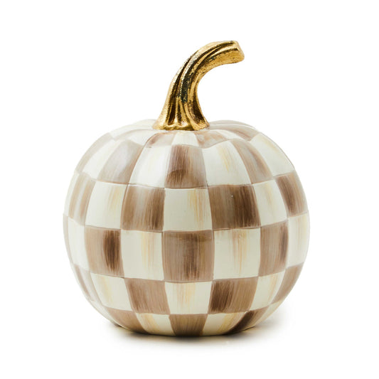 Mocha Check Mini Pumpkin - MacKenzie - Childs Halloween decoration - |VESIMI Design| Luxury Bathrooms and Home Decor