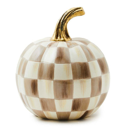 Mocha Check Mini Pumpkin - MacKenzie - Childs Halloween decoration - |VESIMI Design| Luxury Bathrooms and Home Decor