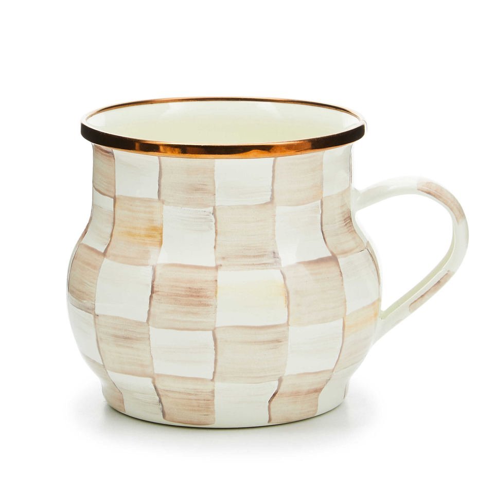 Mocha Check Mug by MacKenzie - Childs - |VESIMI Design|