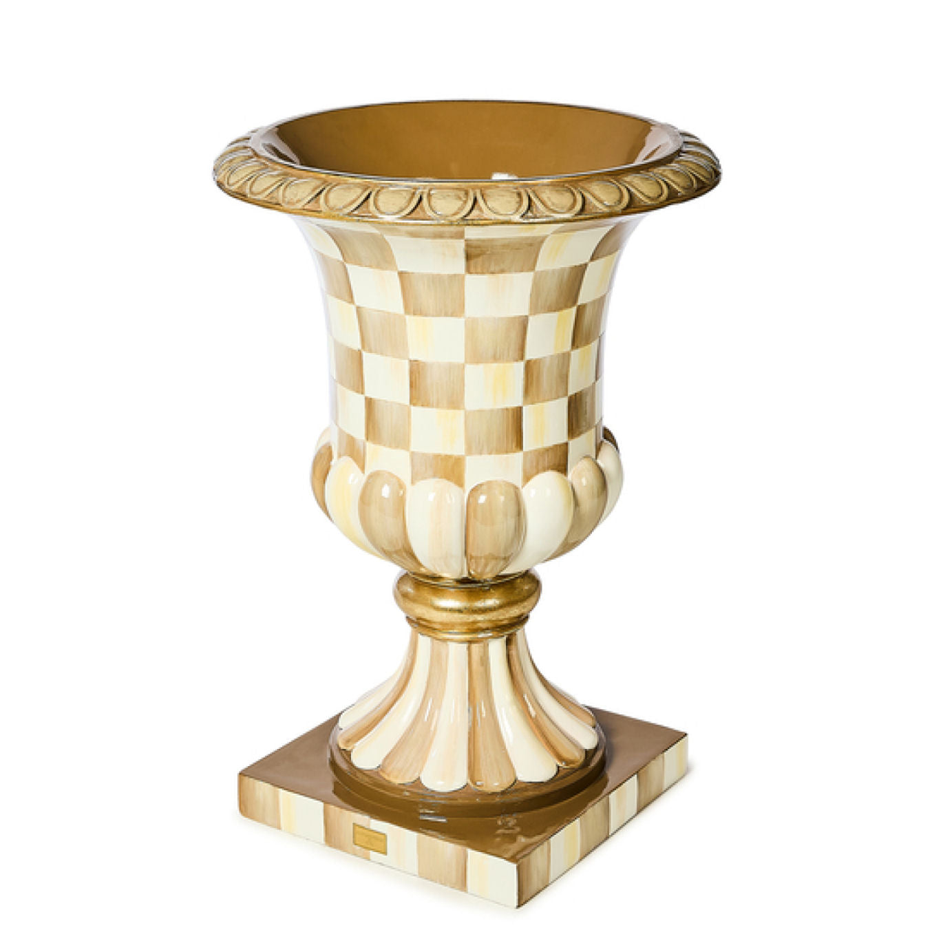 Mokka geruite urn op voet / speciale bestelling