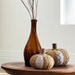 Mocha Check Rattan Pumpkins, Set of 3