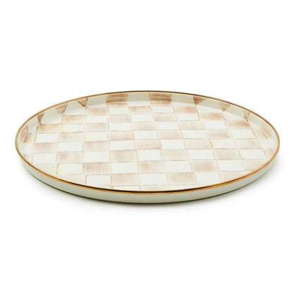 Mocha Check Round Tray by MacKenzie - Childs - |VESIMI Design|