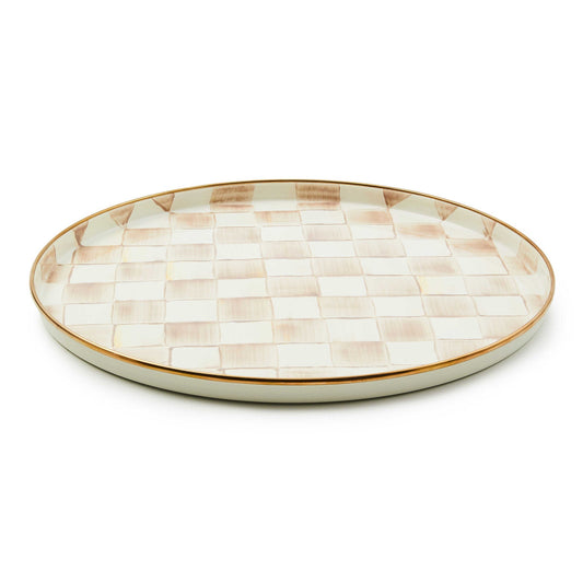 Mocha Check Round Tray by MacKenzie - Childs - |VESIMI Design| Luxury Bathrooms and Home Decor