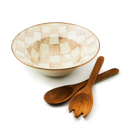 Mocha Check Salad Serving Set by MacKenzie - Childs - |VESIMI Design| Luxury Bathrooms and Home Decor