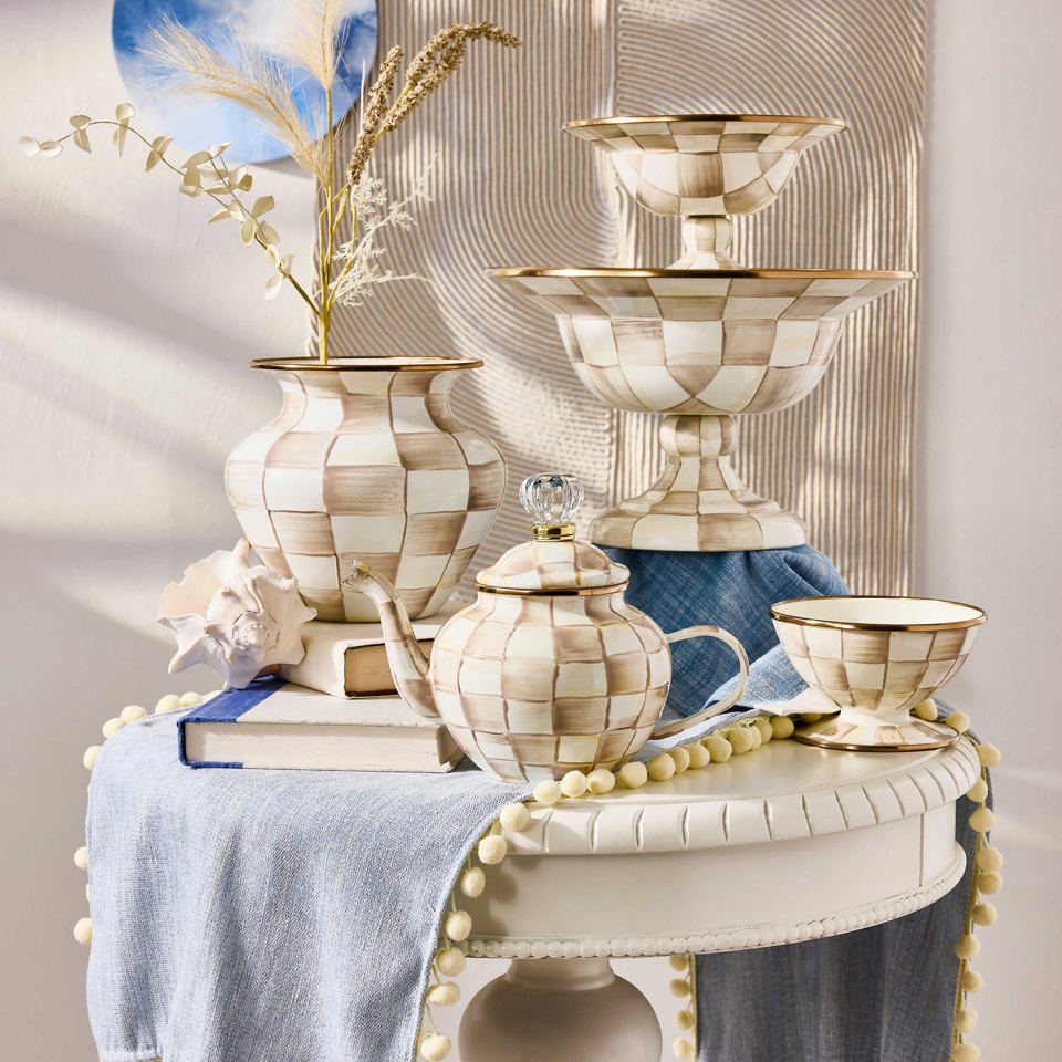 Mocha Check Small Compote by MacKenzie - Childs - |VESIMI Design|