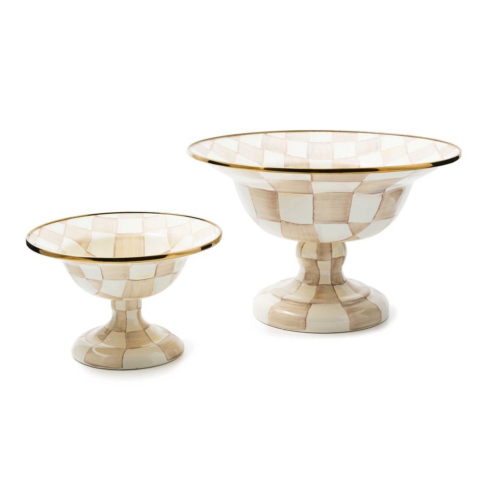 Mocha Check Small Compote by MacKenzie - Childs - |VESIMI Design|