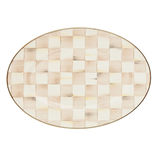 Mocha Check Small Oval Platter