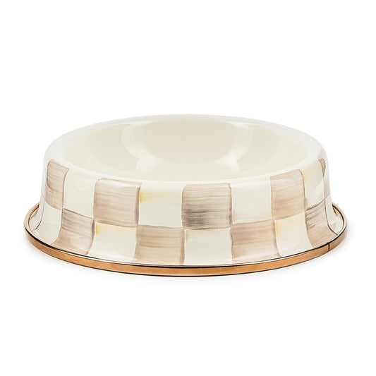 Mocha Check Small Pet Dish by Mackenzie-Childs