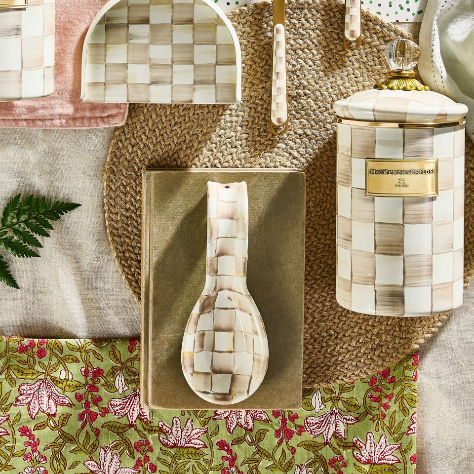 Mocha Check Spoon Rest by Mackenzie - Childs - |VESIMI Design|