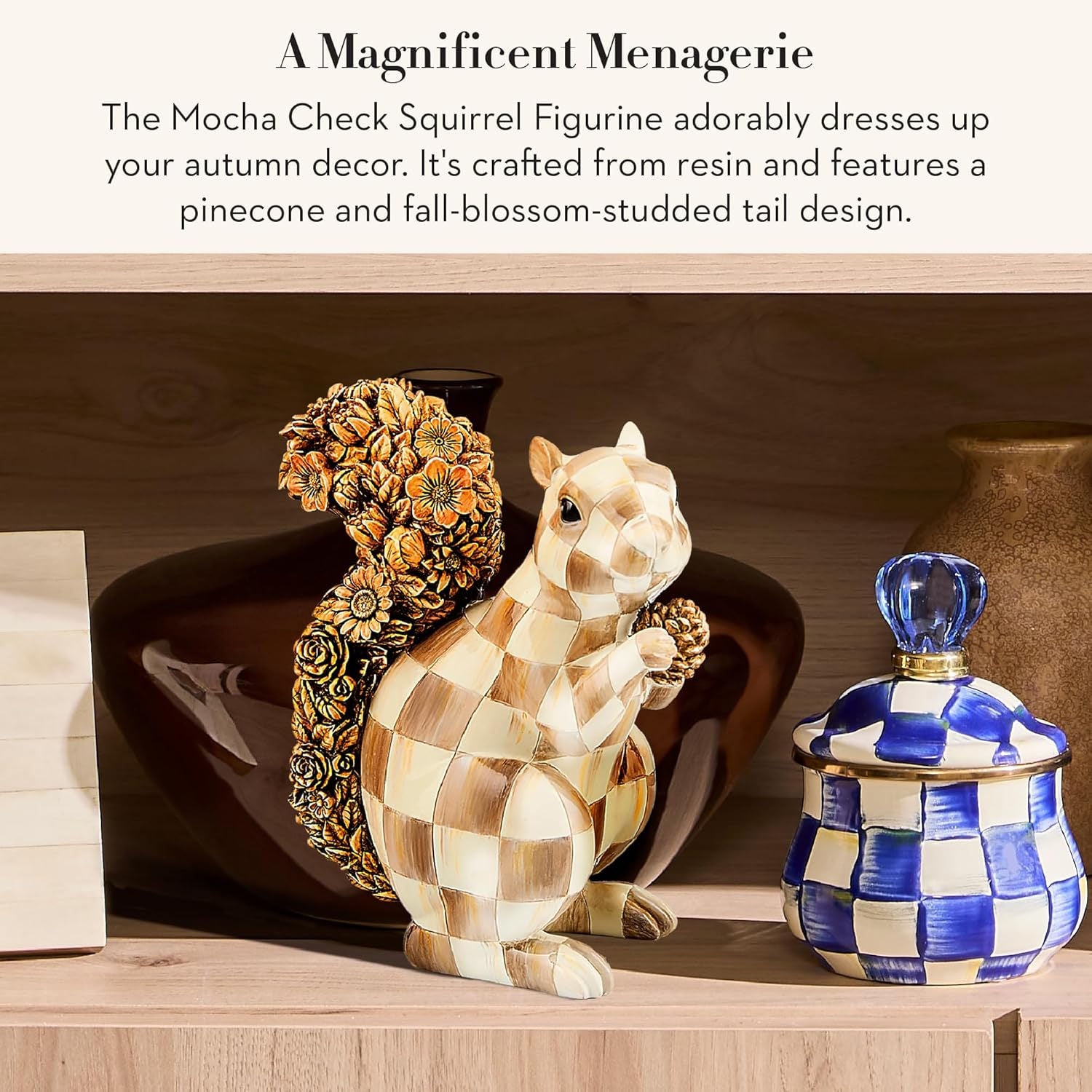 Mocha Check Squirrel Figurine MacKenzie-Childs – |VESIMI Design|