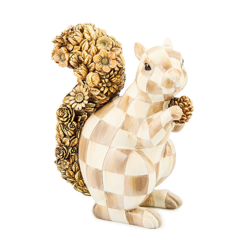 mocha-check-squirrel-figurine-