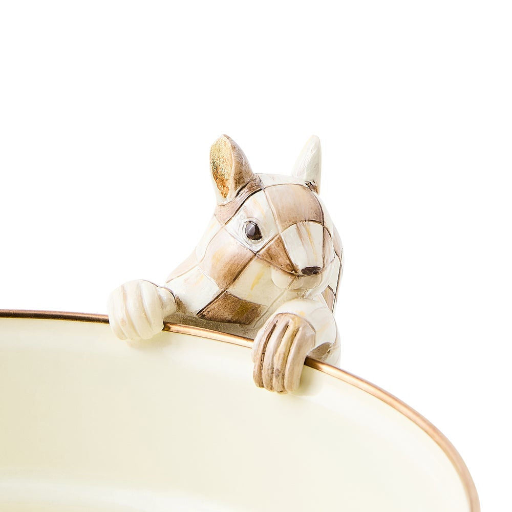 MacKenzie-Childs Mocha Check Squirrel Pot Climber